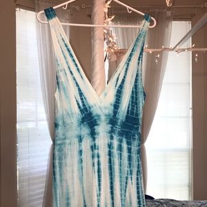 Turquoise tie-dye maxi dress